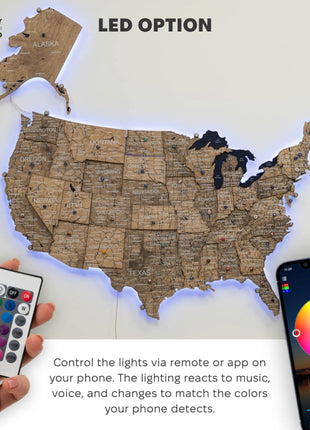 Wooden 3d LED Map of USA - Terra