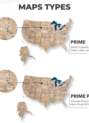 Wooden 3d LED Map of USA - Terra