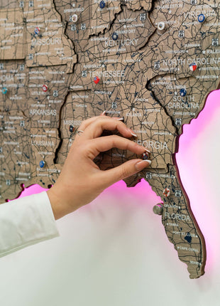 Wooden 3d LED Map of USA - Terra