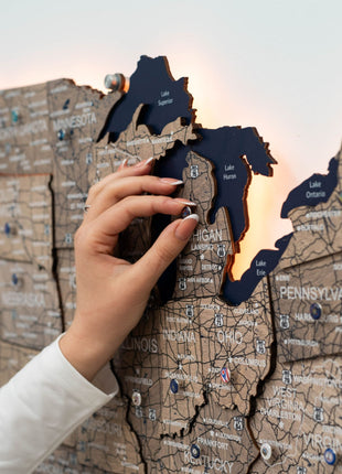 Wooden 3d LED Map of USA - Terra