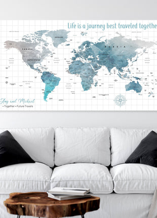 Life is a Journey World Map Canvas