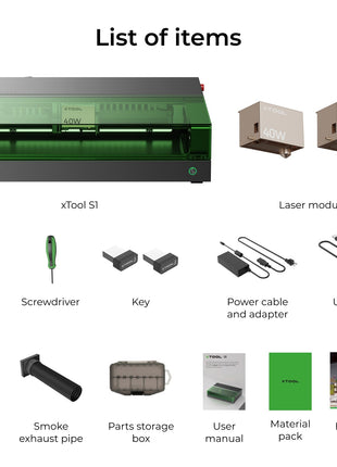 xTool S1 + 1064nm IR Laser Kit: Enclosed Diode Laser Engraver & Cutter