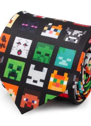 Minecraft Character Black Men's Tie
