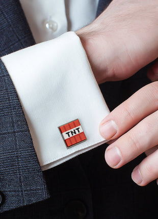Minecraft Creeper and TNT Gunmetal Cufflinks