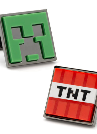 Minecraft Creeper and TNT Gunmetal Cufflinks