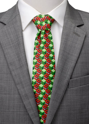 Minecraft Creeper TNT Isometric Green Men's Tie