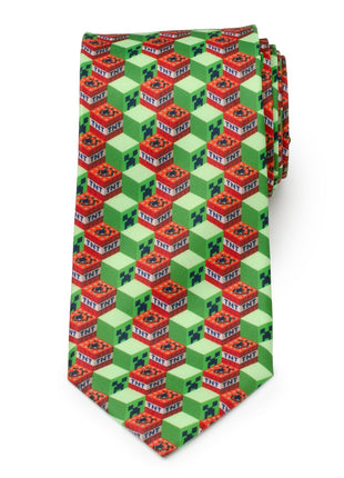 Minecraft Creeper TNT Isometric Green Men's Tie