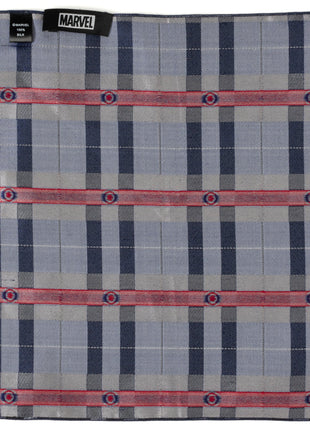 Marvel Captain America Gray Plaid Pocket Square