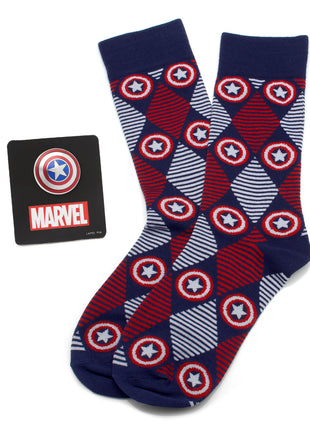 Marvel Captain America Navy Argyle Stripe Gift Set