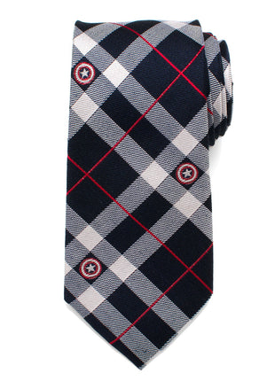 Marvel Captain America Blue Plaid Tie
