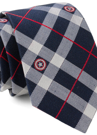 Marvel Captain America Blue Plaid Tie