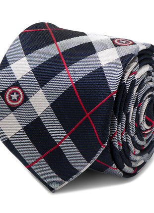Marvel Captain America Blue Plaid Tie