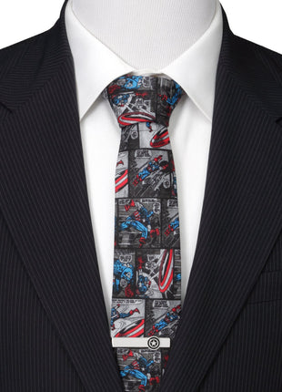 Marvel Captain America Comic Gray Men's Tie