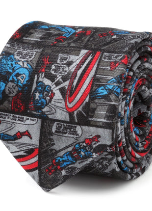 Marvel Captain America Comic Gray Men's Tie