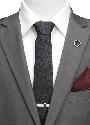 Marvel Deadpool Hidden Paisley Black Silk Men's Tie