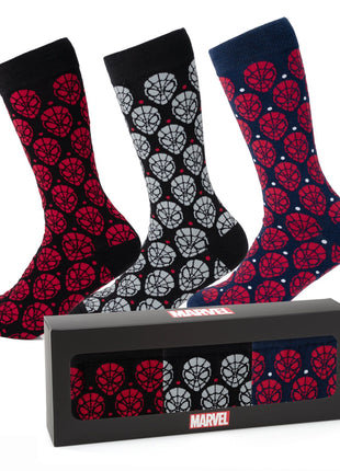 Marvel Spider-Man Dot 3 Pack Socks and Lapel Pin Gift Set
