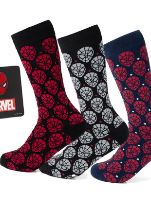 Marvel Spider-Man Dot 3 Pack Socks and Lapel Pin Gift Set