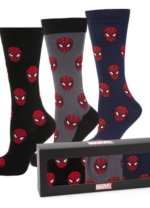 Marvel Spider-Man 3 Pack Socks and Lapel Pin Gift Set