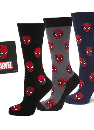 Marvel Spider-Man 3 Pack Socks and Lapel Pin Gift Set