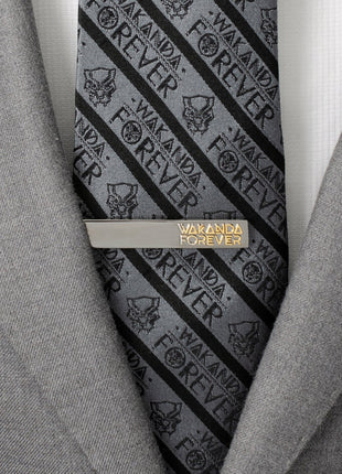 Marvel Black Panther Wakanda Forever Gunmetal Gold Tie Clip