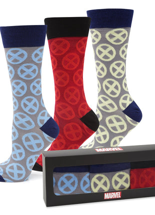 Marvel X-Men Socks 3 Pack with Lapel Pin Gift Set