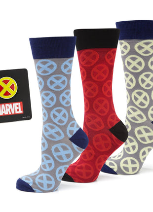 Marvel X-Men Socks 3 Pack with Lapel Pin Gift Set