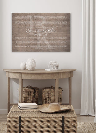 Personalized Wedding Vow Canvas with Overlapping Monogram