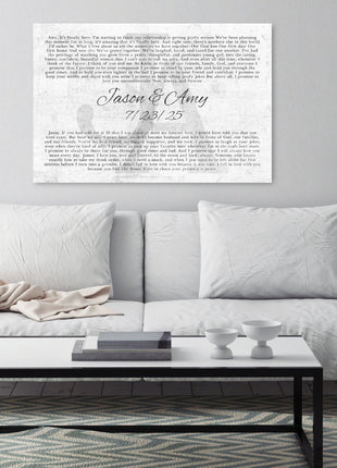 Personalized Wedding Vow Canvas with Overlapping Monogram