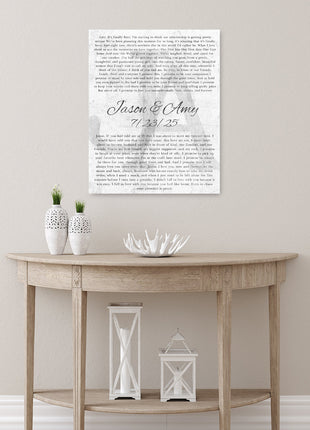 Personalized Wedding Vow Canvas with Overlapping Monogram
