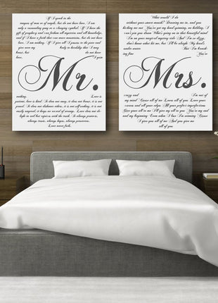Mr. And Mrs. 2 Piece Canvas Second Anniversary Gift