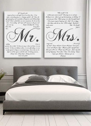 Mr. And Mrs. 2 Piece Canvas Second Anniversary Gift