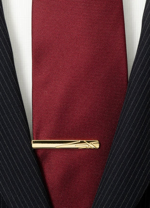 Gold Etched Lines Tie Clip