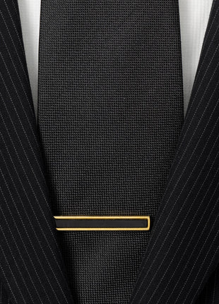 Gold and Onyx Inlaid Tie Clip