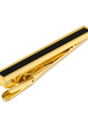 Gold and Onyx Inlaid Tie Clip