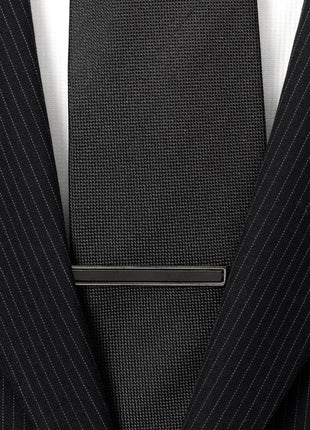 Gunmetal and Onyx Inlaid Tie Clip