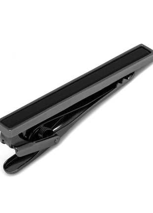 Gunmetal and Onyx Inlaid Tie Clip