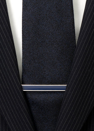 Navy Enamel Inlaid Tie Clip