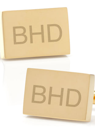 Stainless Steel Gold Plated Block Engravable Cufflinks