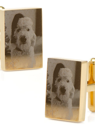 Stainless Steel Gold Plated Block Engravable Cufflinks