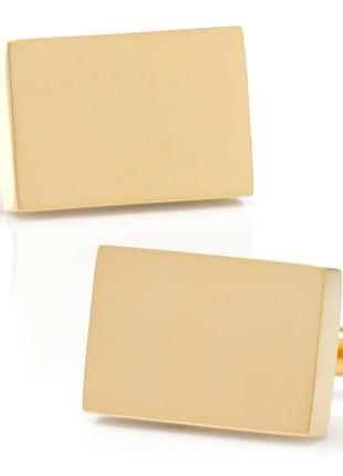 Stainless Steel Gold Plated Block Engravable Cufflinks