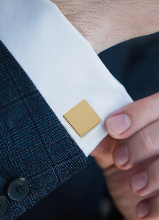 Gold Stainless Engravable Square Cufflinks