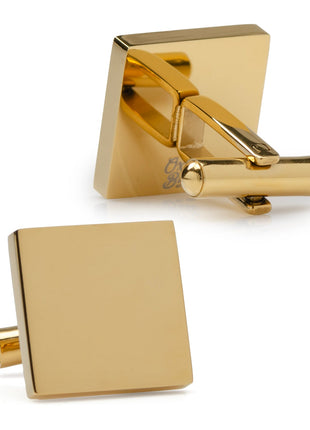 Gold Stainless Engravable Square Cufflinks