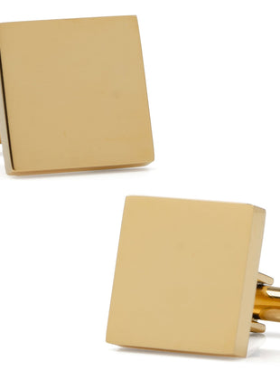 Gold Stainless Engravable Square Cufflinks
