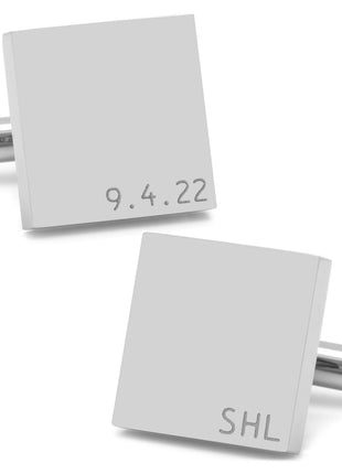Typewriter Wedding Day Engravable Square Cufflinks