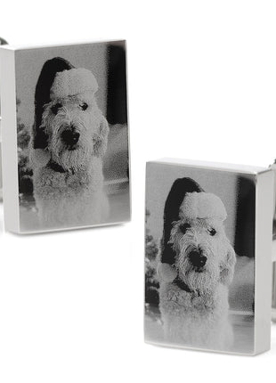 Stainless Steel Rectangle Infinity Engravable Cufflinks