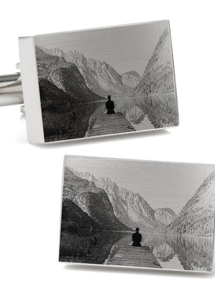 Stainless Steel Rectangle Infinity Engravable Cufflinks