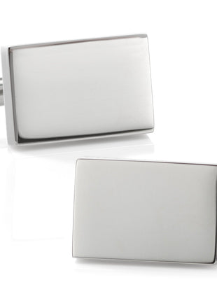 Stainless Steel Rectangle Infinity Engravable Cufflinks