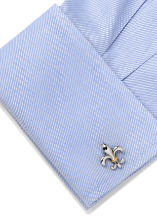Sterling Silver Two-Tone Fleur De Lis Cufflinks