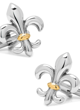 Sterling Silver Two-Tone Fleur De Lis Cufflinks