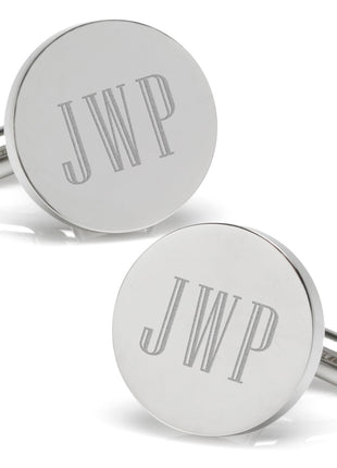 Stainless Steel Round Infinity Engravable Cufflinks